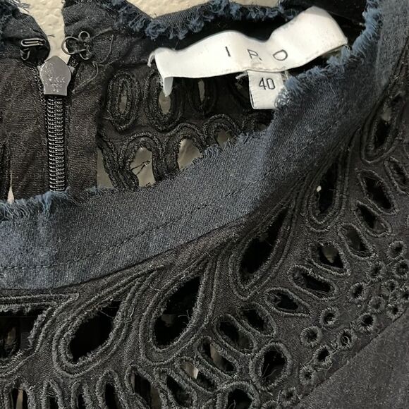 IRO Caity Embroidered Mini Dress, Black/Navy, Size 8 (40) - Picture 8 of 13
